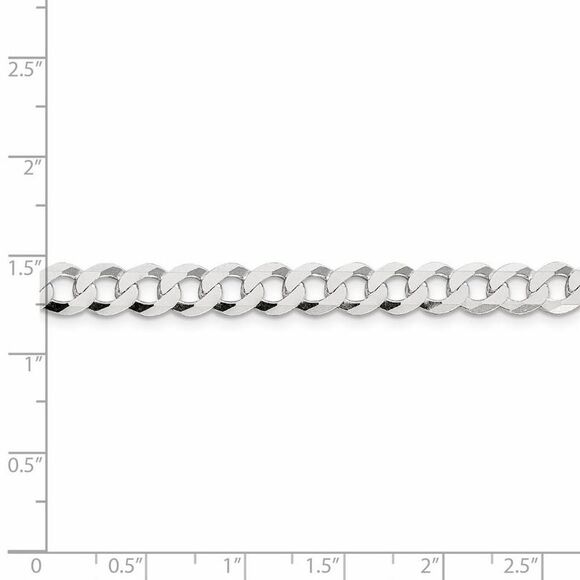 Men's 6.8mm Sterling Silver Solid Flat Curb Chain Necklace, 22 Inch - Picture 5 of 8